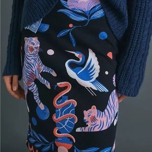 ANTHROPOLOGIE ARTIST COLLAB “SUPER NICE LETTERS” JULIA MIDI SKIRT || SIZE M